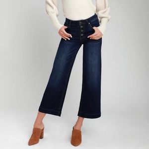 GRETA DARK WASH WIDE LEG CROPPED JEANS